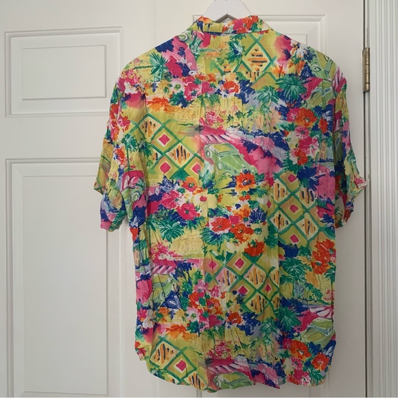 VTG & RARE Jams World AOP colorful button down top womens large unisex men - Picture 2 of 9